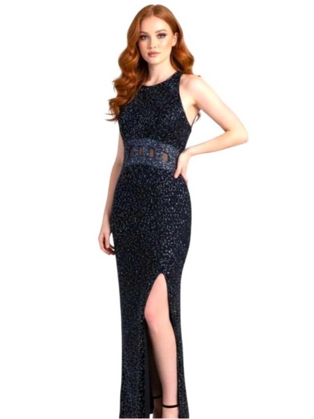 Andretta Donatello Sequin 100% Silk Gown 
Formal Cross Back Dress  size M